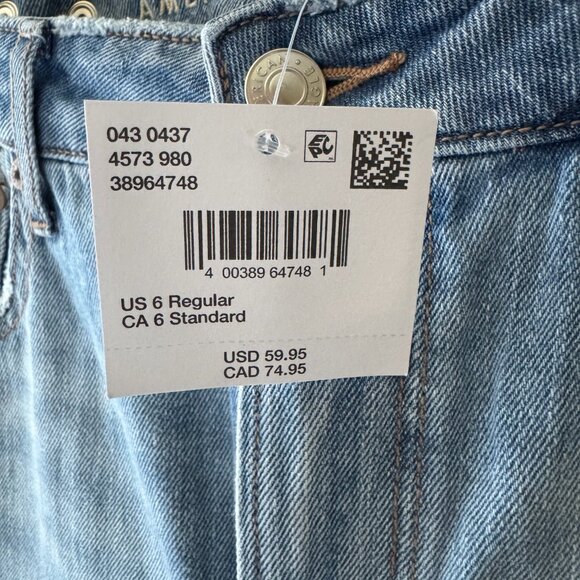 American Eagle Medium Wash Adjustable Waist Wide Leg Jeans // Size 6 - Picture 2 of 4